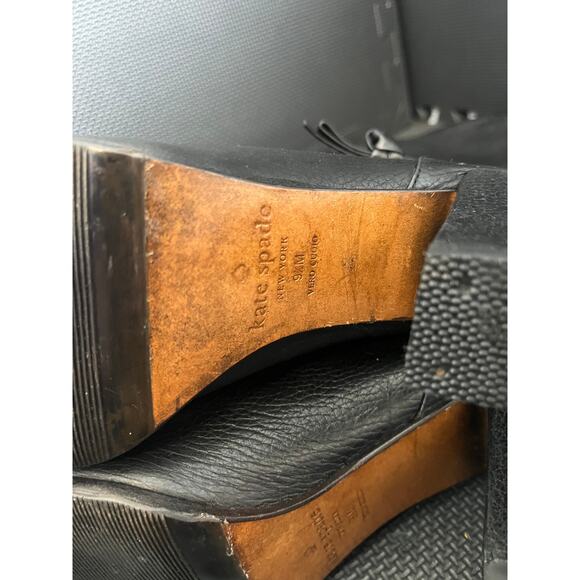 Kate Spade Mandi Knee High Boots Size 9.5M Black Pebbled Leather Designer - Picture 7 of 9